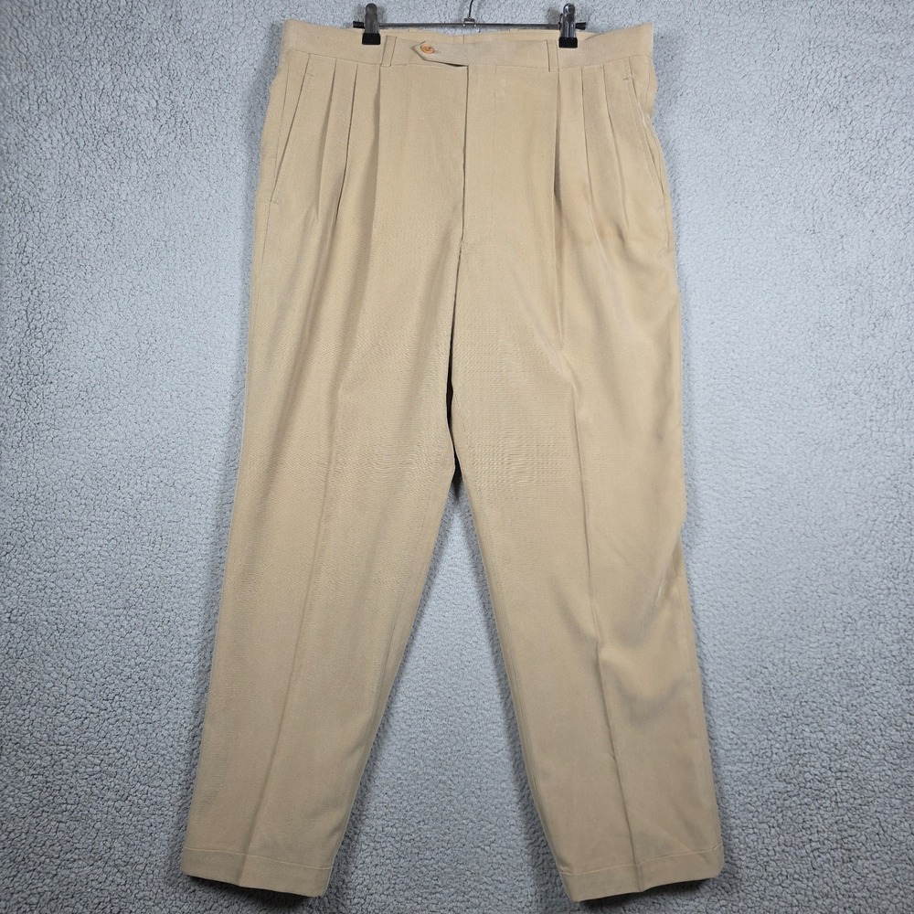 Todays Man Dress Pants Mens 36x30 Beige Khaki Pleated Cuffed Classic Fit NWT